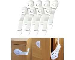 8 Stuks - Veiligheidsslot voor Kind wit – Afsluiten van Kasten, Lades en Apparatuur – Drukslot – Kinderslot – 8 Stuks