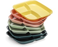 8 stuks verdeelde borden, BPA-vrije PP-sectieborden, herbruikbare 3-vaks portiecontrole dinerborden voor volwassenen en kinderen, onbreekbaar fastfoodlade, magnetronbestendig