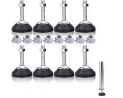8 Stuks Verstelbare Meubelpoten met Rubberbasis – M8 Schroefdraad Poten voor Tafel, Stoel en Meubilair – Nivellerende Poten voor Ongelijke Vloeren, Staal Gegalvaniseerd