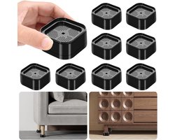 8 Stuks Verstelbare Meubelverhogers – Stapelbare Bedverhogers 3.5cm/6cm/8cm/10.5cm – Zware Bed- en Bankverhogers, Verstelbare Meubelpoot Verhoger voor Bed, Tafel, Stoel, Bank – Antislip en Schokdempend, Zwart