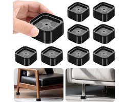 8 Stuks Verstelbare Meubelverhogers – Stapelbare Bedverhogers 3.5cm/6cm/8cm/10.5cm – Zware Bed- en Bankverhogers, Verstelbare Meubelpoot Verhoger voor Bed, Tafel, Stoel, Bank – Antislip en Schokdempend, Zwart