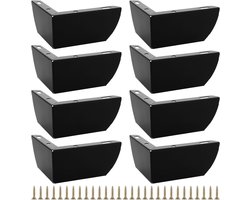 8 Stuks Zwarte Metalen Meubelpoten - Driehoekige Uitschuifbare 5 cm Poten met Schroeven en Rubber Voetjes voor Kasten, Bedside Tables, TV Meubels, Stoelen en Tafels