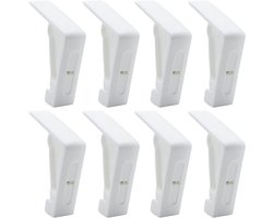 8 witte plastic tafelkleedclips voor buiten - verstelbare veerklemmen, perfect voor tuintafelkleden, picknicks, bruiloften en barbecues.