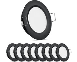 8 x 12V Inbouw LED Plafondlampen, Camper Dimbare Downlight Spot Light, DC 12 Volt Overhead Interieur Licht voor Keuken Van Caravan Boot, DIA 70mm Aluminium (Zwart, 3000K)