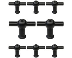 8 X MSQDESIGN Kastknoppen zwart T vorm - Deurknop zwart - Meubelknop zwart voor keuken , kast en deurjes - zwarte T-vorm kastknop - Deurknopjes zwart - Handgreep T - Moderne Meubelknop T greep voor keukenkast - T vorm Deurknoppen kast- Ladeknoppen