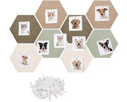 8 x planken 30 x 26 x 0.85 cm Wall Signs - Wall Pin Boards, Hexagonal Aesthetic Home Decoration Picture Board Acoustic Panel Set | For Photo Cards, DIY Display, Bedroom, Living Room, Office, School, Bulletin Board, zelfklevend | Cyslmuk®