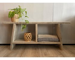 80 cm steigerhouten bank met 2 vakken - gebruikt hout - sloop hout - 80x19,5x47 cm