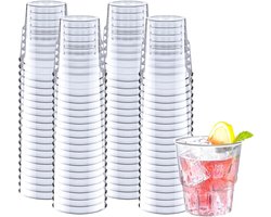 80 Harde Plastic Bekers Transparant, 180 ml Herbruikbaar Cocktail Glazen Kunststof voor Verjaardag, Barbecue, Feest, Bruiloft, Drinkglazen Stapelbaar voor Frisdrank, Bier, Cocktails, Desserts