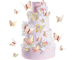 80 stuks - Vlinder Taart Decoraties Benodigdheden - 3D Vlinder Verjaardagstaart Toppers - Cupcake Stickers - Glitter Muurdecor - Kleverige Koken Topper - Mooi Bakken Decor - Voor Kamerfeest .