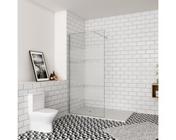 80(verstelbaar van 78-80cm) x190cm inloopdouche met melkstrepen 6mm NANO glas+ N: 140cm stabilisator