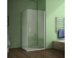 80x80x185cm,2x douchedeur,douchecabine douchewand hoekinstap draaideur draaideur ESG glazen douche
