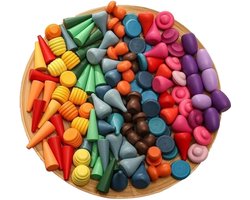 81 Stuks Losse Onderdelen Speelmaterialen Houten Regenboog Stapelspeelgoed, Voorschoolse Leerzame Educatieve Vorm Sorteer Sensorische Speel Montessori Speelgoed