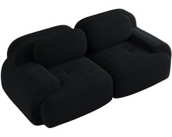 82'' Corduroy Loveseat Sofa, Modulair combineerbaar met gebogen armleuningen en antislip onderkant, Zeer elastische bekleding voor woonkamer, slaapkamer en thuisbioscoop, Zwart