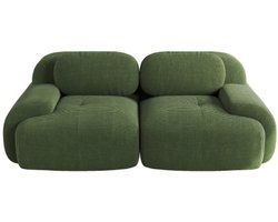 82" loveseat-sofa van cordstof, modulair combineerbaar met gebogen armleuningen en antislip onderkant, zeer veerkrachtige vulling voor woonkamer, slaapkamer en thuisbioscoop, groen
