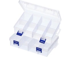 8,2x5,3x1,6 inch nagel charme organizer, 2 stuks ambachtelijke organisatoren en opbergdoos roosters doorzichtige plastic organizer doos kraal organisator kunst ambachten sieraden vissen