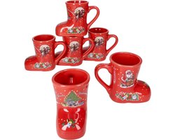 8455410 - Set van 6 glühweinschuitjes in rood met kerstdecoratie 0.2L gekalibreerd