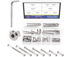 85-delige meubelbouten en schroeven kit - M6 x 20/30/40/50/60/70/80mm - Vernikkeld - Inbuskop - Geschikt voor Stoel, Tafel en Kasten