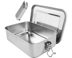 850ml Lunchbox 304 RVS Take a Break Broodtrommel - incl. divider - Roestvrij Staal - Brooddoos met Losse Compartimenten - Bento Box -lunchbox thermische container - 16.5*12.1*6 cm