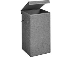 85L wasmand, wasmand met magnetisch deksel en handgrepen, wasmand, inklapbaar, linnen-look-stof, verwijderbare voeringtas, donkergrijze