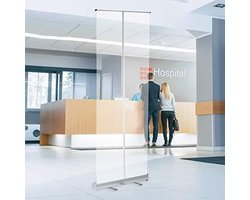 85x200 cm Preventiescherm Roll Up Banner Transparant - Scheidingswand - Kuchscherm - Spuugscherm - Spatscherm - Kamerscherm - Coronascherm