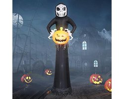 8.8Ft Opblaasbare Halloween Geesten met LED-verlichting - Magere Hein Pompoen Decoratie voor Buiten en Binnen