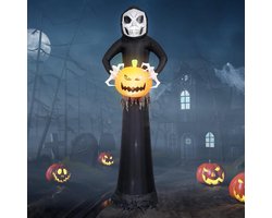 8.8Ft Opblaasbare Halloween Geesten met LED-verlichting - Magere Hein Pompoen Decoratie voor Buiten en Binnen