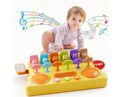 8‑in‑1 Montessori Drukbus Speelgoed, Educatief Activiteitenbord voor Peuters, Pop‑Up Dieren, Vorm‑ en Kleurherkenning, Muziek en Licht, Fijnmotoriek Leerspeelgoed voor Baby’s vanaf 18 maanden, Verjaardagscadeau voor Jongens en Meisjes