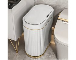 8l Slimme Prullenbak - Wit - Goud - Waterdicht - Bewegingssensor - Stijlvol - Compact - Geruisloos - Oplaadbaar - Keuken - Badkamer - Automatische Sensor