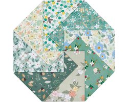 8pcs Leaves Green Floral Cotton 50×39cm Spring Flower Green Printed Fat Quarters voor Dress Shirt Bag Tablecloth Wallet Curtain Quilt Sewing Crafts - Creatieve Naaiprojecten - Bloemenprint