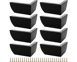 8pcs Metalen Meubelpoten - Zwarte Driehoek Sofa Poten - Uitschuifbare 5cm Meubelpoten met Schroeven en Rubber Voeten voor Kasten - Nachtkasten - TV Meubels - Stoelen - Banken - Koffietafels