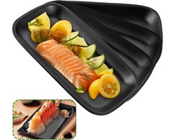 8pcs Serving Plates - Zwarte Stoneware - 10x15cm - Rechthoekige Serveerschalen voor Feest - Voedsel - Salades - Sushi