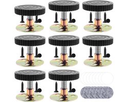 8pcs Verstelbare Meubelpoten 30-40mm - Metaal Poten met Vilt Basis voor Bed - Spacers - Wand - Bank - Tafel (Zwart)