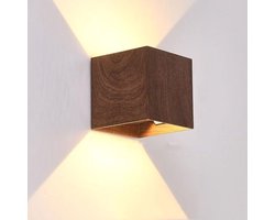 8W LED houten wandlamp, die zowel van boven als van onderen licht geeft binnenverlichting, 3000K kleurtemperatuur, modern nachtlampje, geschikt voor woonkamers, slaapkamers, gangen, balkons en trappenhuizen, warm wit licht.