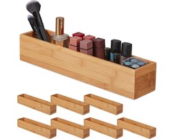 8x Bamboe opbergbox - opbergdoosje - hout - langwerpig - organizer - houder