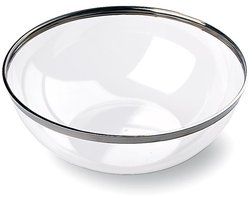 8x Doorzichtige Klein zilveren rand plastic kommen Ø14 cm (400 ml)