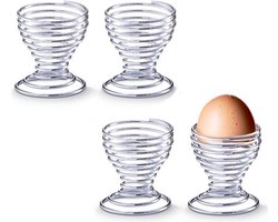 8x Eierdopjes gedraaid metaal 5 cm - Zeller - Keuken/kookbenodigdheden - Tafel dekken - Ontbijten - Houders voor gekookte eieren - Eierdoppen