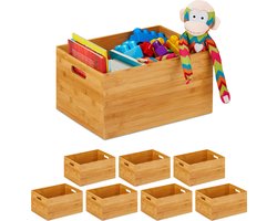 8x opbergbox bamboe - opbergdoos - houten opbergmand - opbergkist - opbergbak