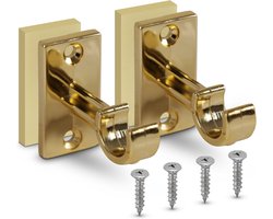 8x Set Vervangende Dragers voor Gordijnroedes tot 12mm in Goud - 3.5cm Lengte