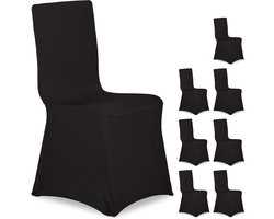 8x stoelhoezen zwart - stoelhoes universeel - stoelhoezenset - meubelhoes stoel