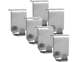8x Zilveren handdoekhaken voor keukenkastjes 6 cm - Zeller - Woonaccessoires - Keukenbenodigdheden - Handdoekenhaken - Theedoekenhaken - Keukenhaakjes