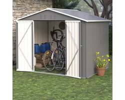 8x6FT grijze metalen gereedschapsschuur met scharnierende deur, antracietkleur - ideaal voor het opbergen van tuingereedschap en gereedschap