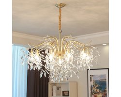 9 Arm Kristallen Kroonluchter - Hanglamp - Goud - Woonkamerlamp - Moderne lamp - Plafonniere - Elegante Gouden Kroonluchter