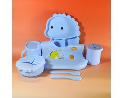 9-delig Kinderservies Set Blauw - Kraamcadeau jongen - Kinderborden - Kinderbestek - Baby cadeau idee