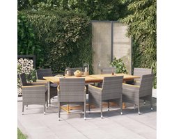 9-delig, met kussens, grijs, balkonmeubelset, voor terras, tuin, balkon