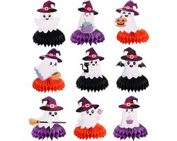 9-delige Halloween Honeycomb Decoraties voor Tafel, Grappige en Enge Versieringen voor Feestjes en Babyshowers