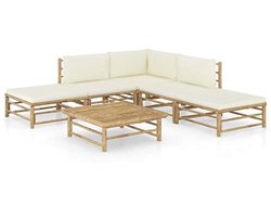 9-delige Lounge Set van Bamboe met Kussens - Modulaire Tuinmeubelset voor Buiten