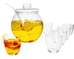 9-delige punch bowl set met deksel Tosca, glas, in geschenkverpakking Punch bowl en deksel gemaakt van hittebestendig borosilicaatglas