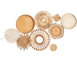 9-Delige Set Handgemaakte Rotan Wandmanden Boho Muurdecoratie