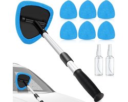 9-delige telescopische ruitenreiniger set met microvezel pads en spuitflessen