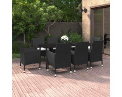 9-delige tuinmeubelset met kussens, polyrotan en glas, balkonmeubelsets, terrasmeubelsets, outdoor meubelsets, tuinmeubelsets voor terras, tuin, balkon